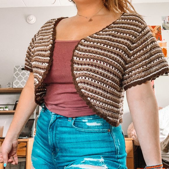 cropped short sleeve knit cardigan - Picture 4 of 6